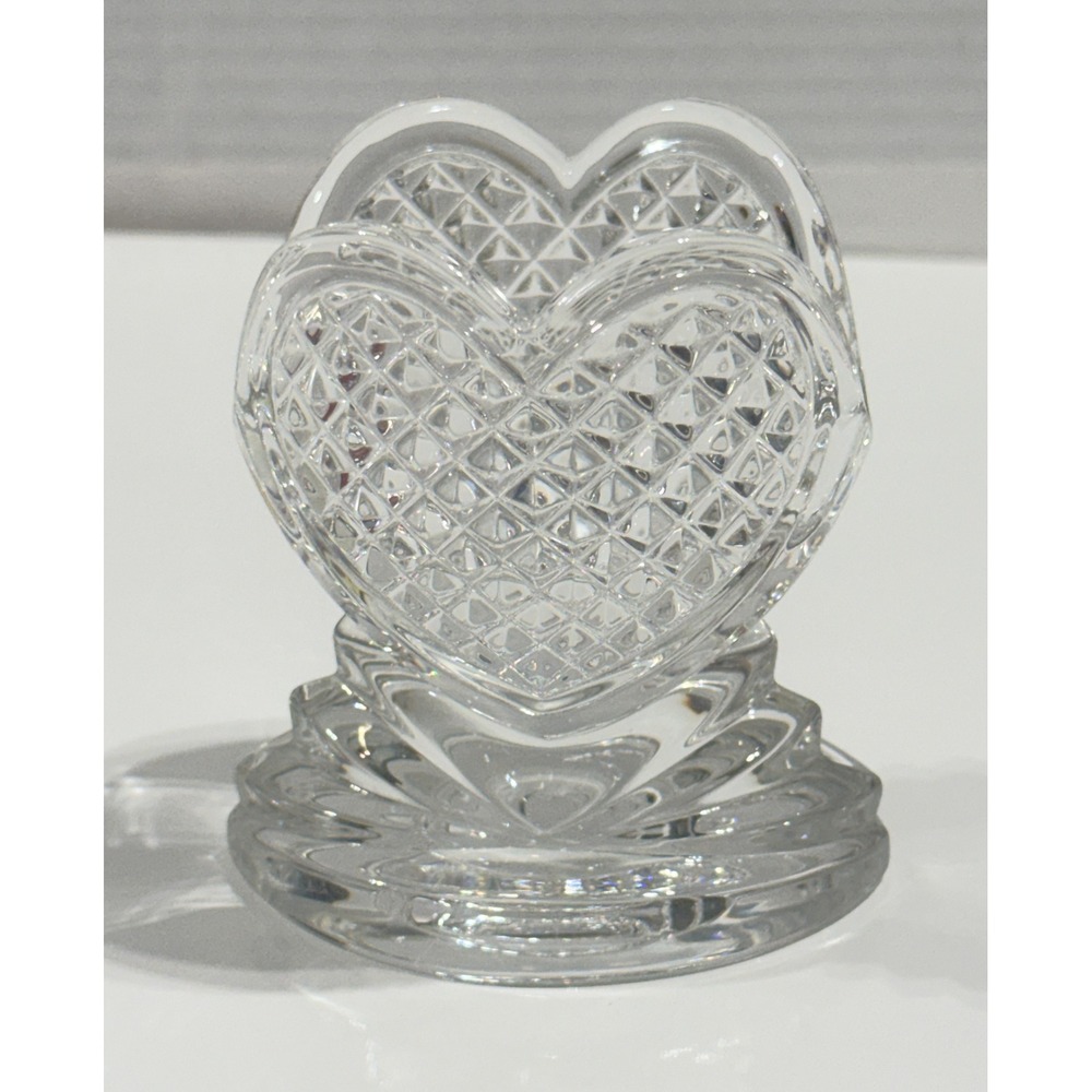 WATERFORD CRYSTAL Heart Card Holder Small Vase Made in Germany Diamond Cut Clear